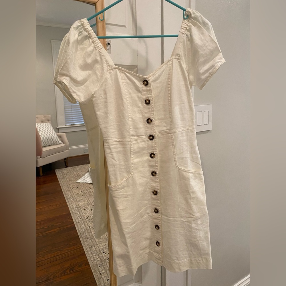 Madewell Linen-Cotton Puff-Sleeve Mini Dress